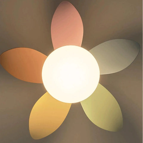 YPDJVLTI Children's Ceiling Fans Lights Ceiling Lamp with colorful petal design and central light bulb for children's rooms.