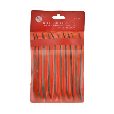 Riffler File Set 10 Piece Precision Double Ended Metal Hand Files For Dope Detailing Deburring And Finishing In Tight Corners 3 Mm By 140 Mm Each