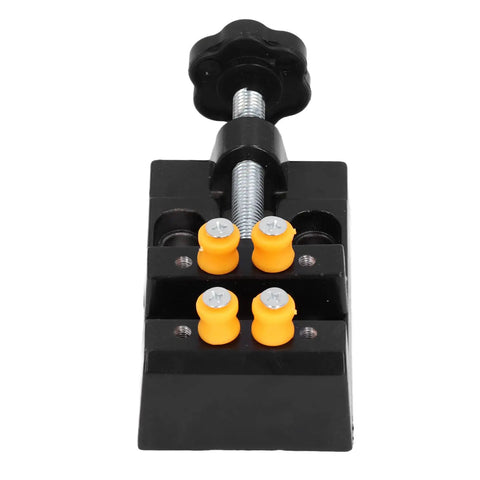Compact Drill Press Vise Bench Clamp For Woodworking And Metalworking Handy Adjustable Holding Tool With Aluminum Alloy Body 55mm Clamping Range Sturdy Grip Lightweight 122x62x36mm 1 Pack Great For Clean Precise Drilling Polishing Engraving black bench vise with orange jaw pads