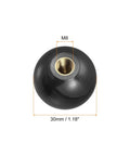 6Pcs M8 Threaded Ball Knobs With Copper Insert, 1.18 Inch Black Thermoset Ball Handles For Machine Tools, Female Thread, front view