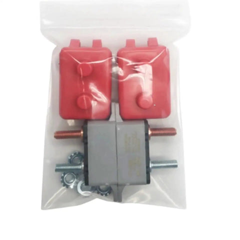 Heavy Duty 12Volt Auto Reset Stud Mount Circuit Breaker Waterproof Overcurrent Protector For Cars And Trucks Rock Solid 40A 50A packaged with connectors.
