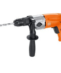 Heavy Duty Workhorse Two Speed Corded Drill With 500 Watt Motor, showcasing drill bit and handle for contractors