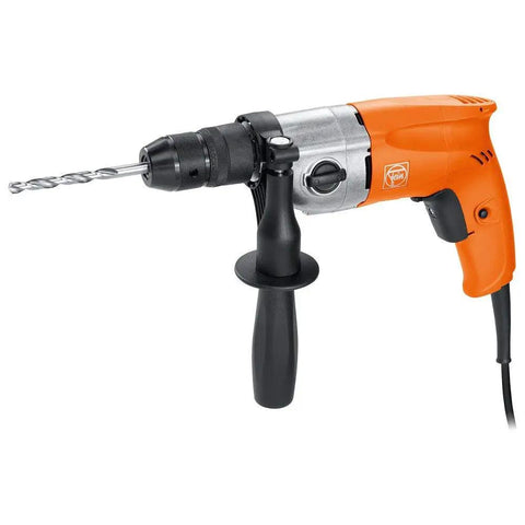 Heavy Duty Workhorse Two Speed Corded Drill With 500 Watt Motor, showcasing drill bit and handle for contractors