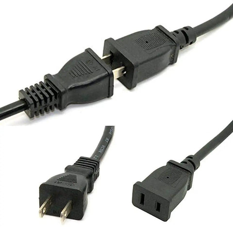 Short And Handy USA Outlet Saver Power Extension Cord 125V 10A 2 Prong 2 Outlets NEMA 5 15P To NEMA 5 15R close-up view