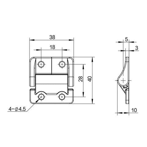 Technical diagram of Ball Bearing Door Hinges Heavy Duty 270 Degree Torque Friction Stay Zinc Alloy Silver 2.3NM For Indoor Outdoor Residential And Commercial Doors Smooth Operation And Long Lasting Durability