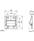 Technical diagram of Stainless Steel Self Closing Reversible Door Hinge With 270 Degree Torque Friction Stay Zinc Alloy Silver, showing dimensions and side view.
