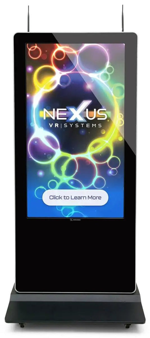 Kick Up Your Digital Vibes With This Dual Side Interactive Touch Screen Kiosk featuring a colorful display and sleek black frame.