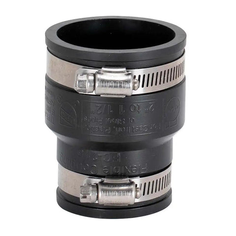 2 X 1-1/2 Inch Flexible Coupling With Stainless Steel Clamps For Home Plumbing And Sewer Lines, Easy Install Rubber Sleeve, Durable DIY Piping Connection, black rubber coupling with stainless steel clamps
