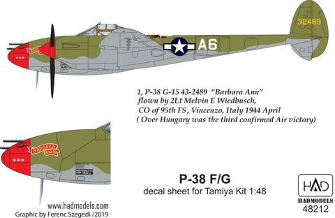 One Forty Eighth Scale P 38 Lightning F G Decal Sheet For Tamiya Kit Grey Finish Must Have For Modelers Easy Install High Detail Aftermarket Accessory featuring WWII aircraft markings.