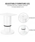 Cold Rolled Steel Adjustable Cabinet Leg For Leveling Base Units On Uneven Floors, 4.72 Inch Support With White Baked-On Finish