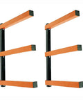 Orange Lumber Storage Rack, 3-Level System, Holds 110 Lbs Per Level, Adjustable Width 48 To 72 Inches, shown in pair