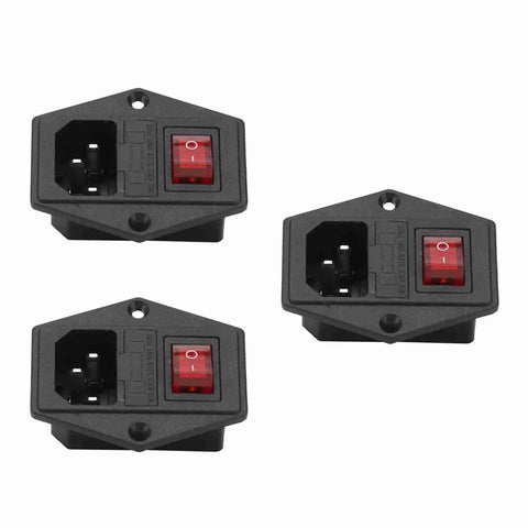 Three Piece AC Power Socket Switch With Built In Light Four Pin for 3D Printer CNC Machine power supply and control panel.