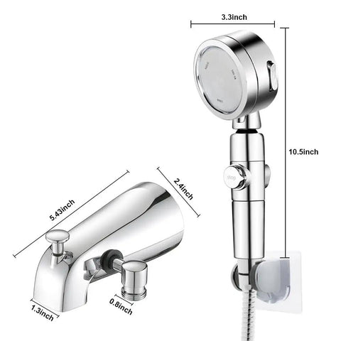 Slick Chrome Tub Spout With Diverter Paired With High Pressure Filtered Handheld Shower Kit Featuring Three Smooth Spray Modes Plus A Snappy No Drill Setup For A Sweet Bathroom Game Changer Upgrade