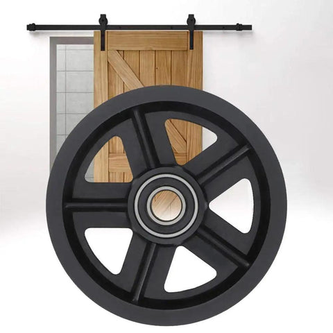 Sliding Door Pulley Kit For Barn Doors, Built Tough No Rust Track Roller Hardware With Zinc Alloy Wheels, 2 Pieces, Quiet Smooth Sliding, Black Finish, Easy To Install Barn Door Hanging Rail