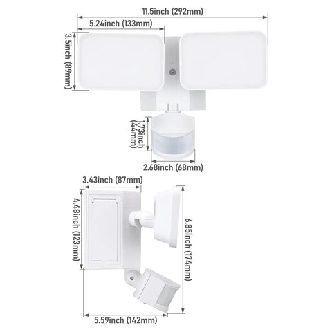 Heavy Duty LED Security Flood Light With Dual Built In GFCI Outlets Plug And Play Outdoor Power Station 5000K Crisp White Backyard Boss Setup For Yard Tools And Lawn Gear