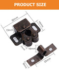 Double Roller Cabinet Latch Set 20 Pack In Coffee Color Made Of Cold Rolled Steel showing product dimensions