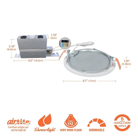 Six Inch LED Recessed Light Canless Kit Dimmable With Selectable Color Temperatures Indoor Outdoor Wet Location Compatible diagram