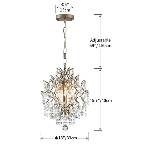 Modern Crystal Chandelier Pendant Light With 1 E26 Socket, Adjustable 59 Inch Chain, Brass Gold Finish, Ideal For Living Room Or Dining Area, Sparkling Clear Crystals And Pendants For Wow Worthy Luxe Glam Vibe