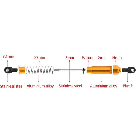 RC Crawler Shocks 75mm-115mm Bore for 1/10 Scale Builds - Built Tough Metal Shock Absorbers With Dual Springs, Oil-Free Design, disassembled parts