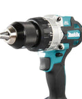 Close-up of Top Shelf 18V Brushless Cordless Combi Drill Featuring Hammer Drilling 13Mm Chuck Two Speed Control And 21 Torque Settings.