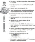 Installation instructions and components for Double Head Concrete Slab Anchor With Expansion Bolt in existing concrete slabs