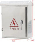 Weatherproof Stainless Steel Junction Box Enclosure With Hinged Cover And Mounting Plate, Heavy Duty Built To Last DIY Electrical Cabinet For Outdoor Controls, 60 cm Long By 20 cm Wide By 80 cm High, front view