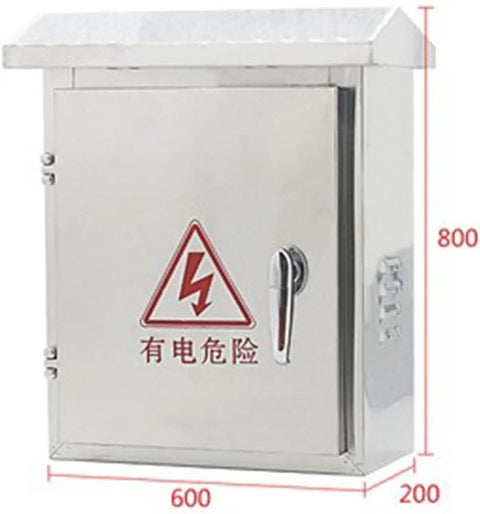 Weatherproof Stainless Steel Junction Box Enclosure With Hinged Cover And Mounting Plate, Heavy Duty Built To Last DIY Electrical Cabinet For Outdoor Controls, 60 cm Long By 20 cm Wide By 80 cm High, front view