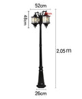 Top Shelf Dual Head Outdoor Led Street Light With Slick Water Wave Glass And Heavy Duty Aluminum Pole, 2.05m tall, ideal for deck or patio.