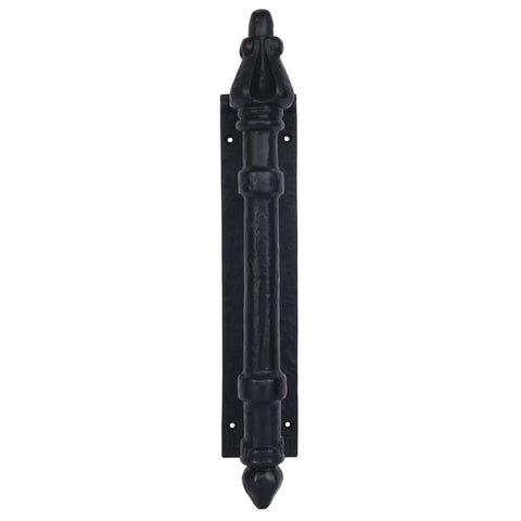 12 Inch Iron Barn Door Pull Handle With Plate, Heavy Duty Antique Black Powder Coat, Weatherproof And Rust Resistant