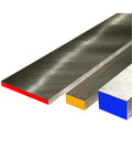 Tool Steel Flat Bar 1.5 By 3.75 By 5 Inches Decarb Free Annealed in three colored sizes.
