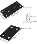 Heavy Duty Stainless Steel Corner Braces Rock Solid Wood Joint Connectors flat black mounting plates with screw dimensions shown.