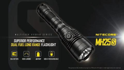 MH25S 1800 Lumen Tactical Flashlight With 551 Yard Throw USB C Rechargeable And LumenTac Organizer image