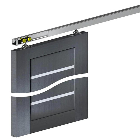 Sliding/Pocket Door Hardware Kit - 59-inch Track for 1 Door Up to 130lbs - SLID'UP 160 shown with grey door panel and ceiling track