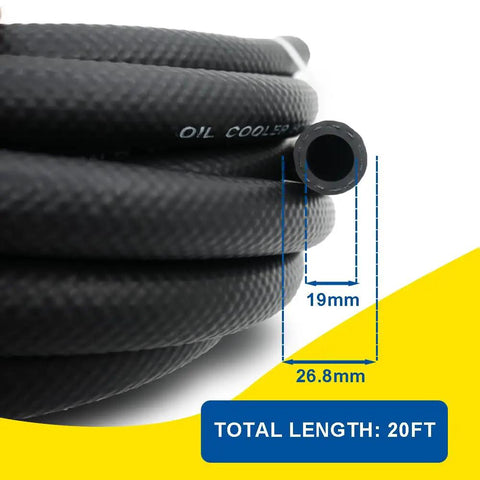 Close-up of Heavy Duty 3/4 Inch Transmission Oil Cooler Hose Reel With NBR Inner And Braided Polyester Reinforcement, 20ft