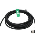 M12 A Coded 4 Pin Female Cable With Right Angle Aviation Connector To Open Wire Leads, shielded for industrial automation