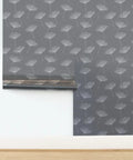 Gray Dandelion Silver Metallic Wallpaper Featuring Fibrous Texture And Eco Friendly PVC Free Finish Super Slick Paste The Wall Application displayed in a room.