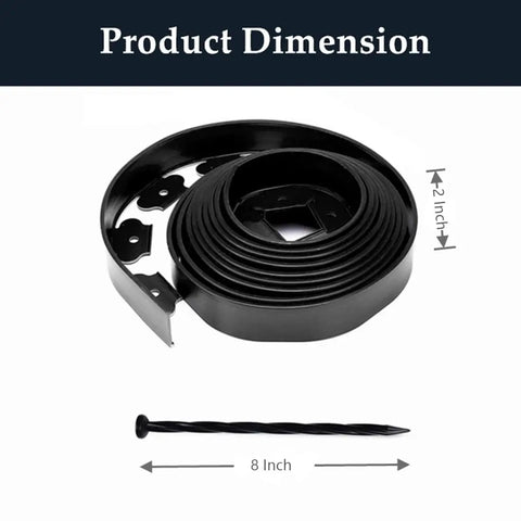 2 Inch Tall Landscape Edging Kit With 20 Ft Coil And 20 Spikes For Lawn Garden Borders Durable Black Plastic Edging