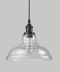 Glass Dome Pendant Light Dimmable Hanging Fixture For Kitchen Island And Dining Areas with clear shade and oil rubbed bronze finish