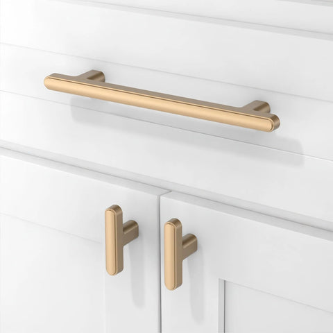 Champagne Bronze Cabinet Pulls 5 Inch 128mm 10 Pack Solid Zinc Alloy Drawer Handles on white cabinet
