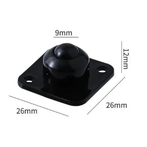 No Sweat Peel And Stick Casters With Whisper Quiet Swivel Rollers, black 26mm caster with 9mm ball for furniture gliding.