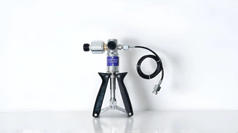 Heavy Duty Pneumatic Pressure Calibration Hand Pump With Dead On Accurate Readings And Quick Vacuum Response For Rock Solid Industrial Maintenance and Reliable Dry Air Testing Gear on a white background.