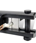 Close-up of 16 Ton Hydraulic Cable Lug Crimper Kit with 13 Die Sets for 9 AWG to 600 MCM Electrical Terminals, crimping a lug.