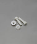 Tough As Nails M6 Plastic License Plate Screw Kit With Secure Fit Hex Nuts For Cars Trucks Motorcycles Sturdy Plastic Build Heavy Duty Bolt Set In Black And White 30 Piece Pack including white hex screws and nuts.