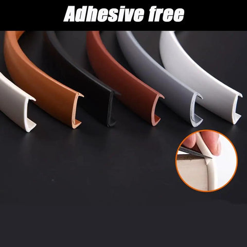 No Sweat Glue Free PVC Edge Trim in various colors, 40 inch strips, designed for cabinet and table protection.