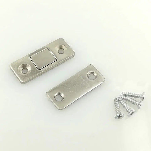 Magnetic Cabinet Catches And Door Stops For Closets, Cupboards, Drawers, And Sliding Doors, Rustproof Nickel Finish, screws included