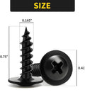 Black Wood Screws Size Eight By Three Quarter Inch 125 Piece Set Self Tapping Phillips Truss Head Fasteners shown in close-up