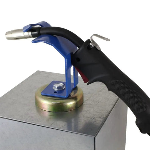 MIG Torch Holder With Strong Magnetic Base for welding gun storage on metal surface, holding torch vertically
