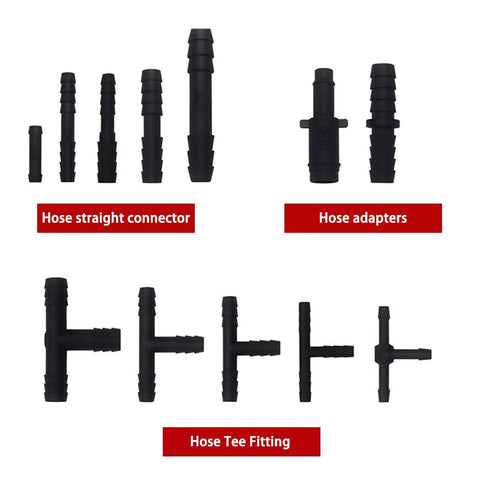 BELOMI 113-piece nylon vacuum hose fitting set: straight connectors, adapters, and tee fittings in assorted sizes