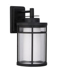 Outdoor Black LED Wall Light For 4 Inch Electrical Box Weather Resistant Medium Sconce With 387 Lumen Output Long Life