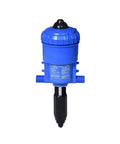 Water Powered Fertilizer Injector Dispenser Proportioner Auto Dosing Tool For Irrigation And Hydroponics, Adjustable 0.2 To 2 Percent, Handles 12 To 3000 Liters Per Hour, Temperature Range 4 C To 30 C, Controllable Dosing Device, blue plastic unit with black inlet
